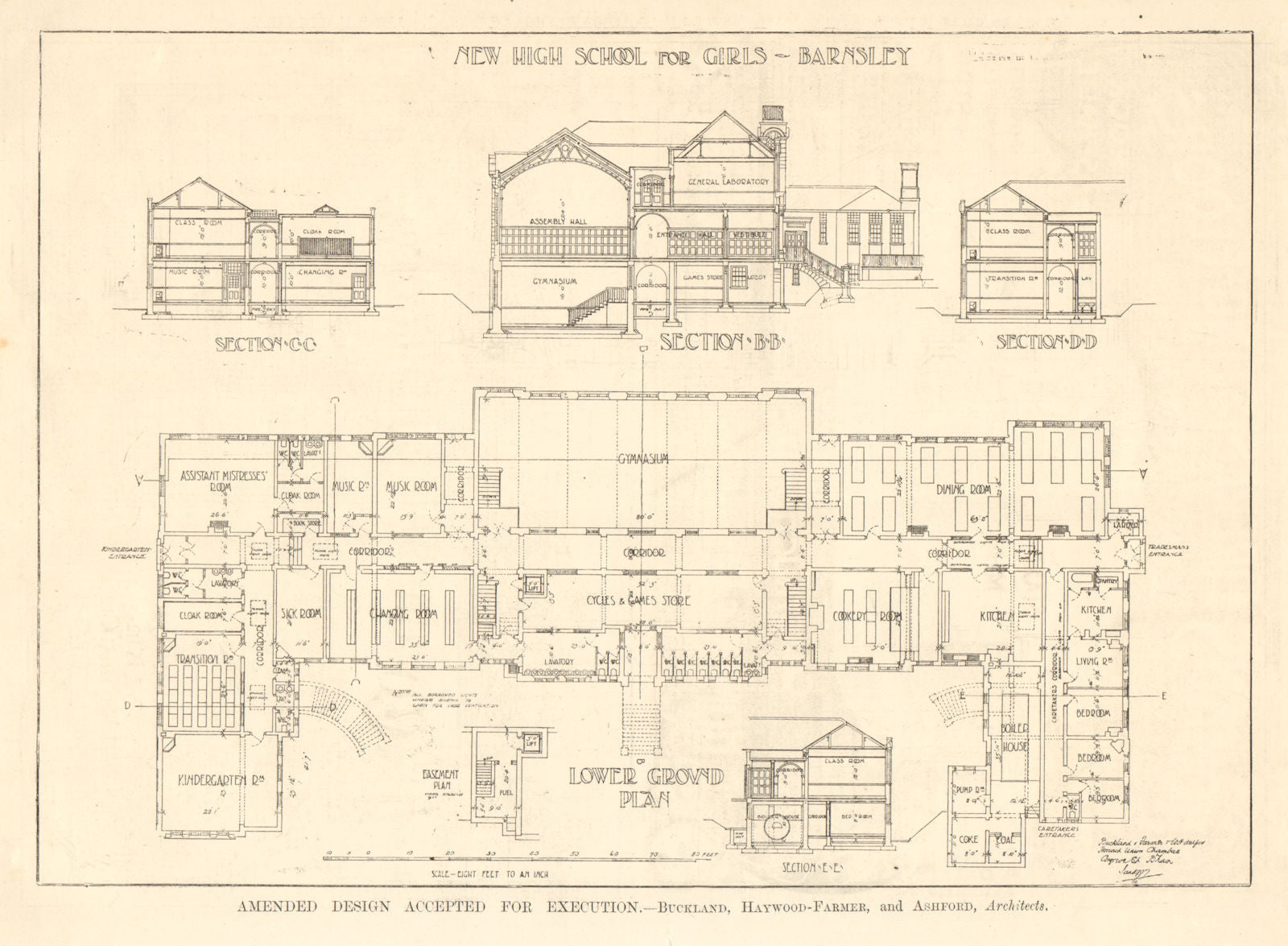 Girls High School, Barnsley. Buckland Haywood-Farmer & Ashford Plan section 1907